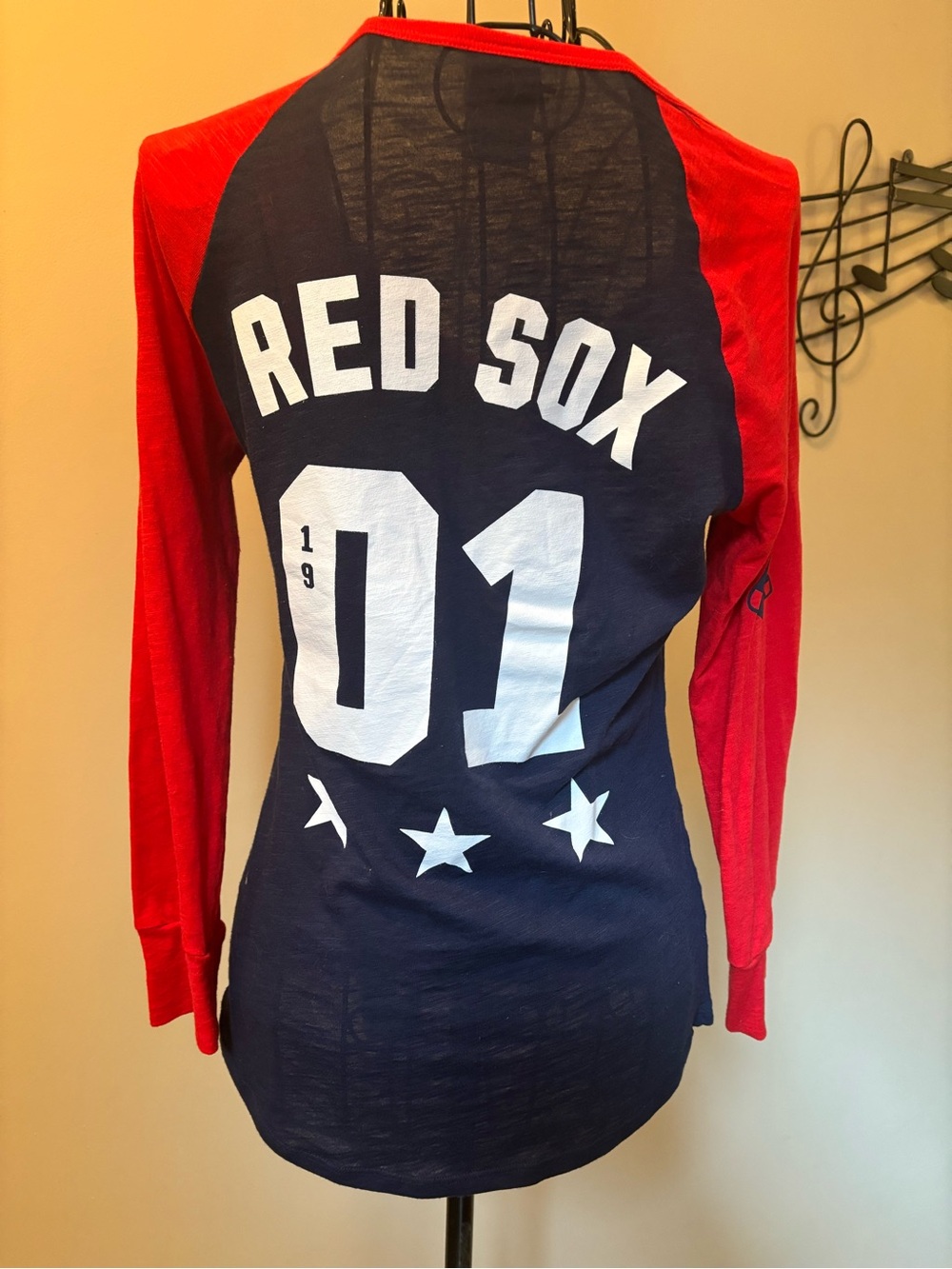 PINK Victoria's Secret Navy and Red Long-Sleeve Baseball Tee - Picture 3 of 4